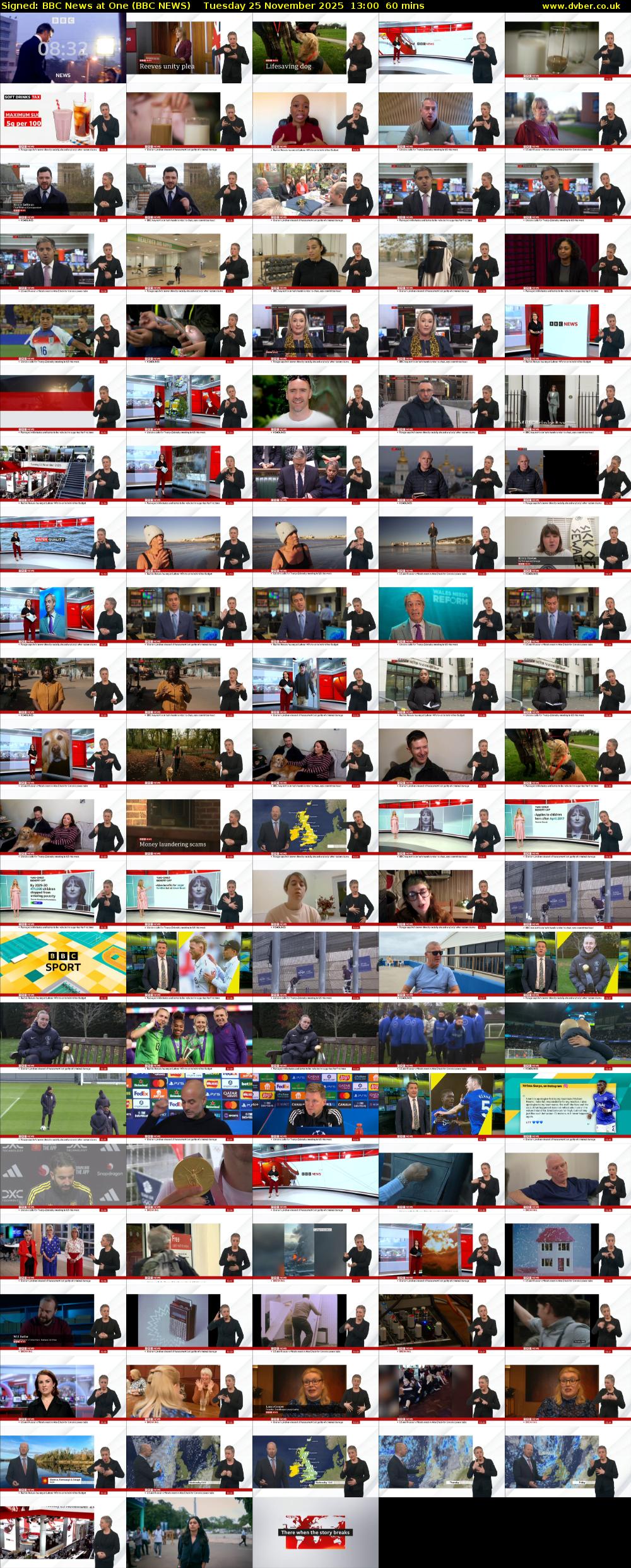 Signed: BBC News at One (BBC NEWS) Tuesday 25 November 2025 13:00 - 14:00