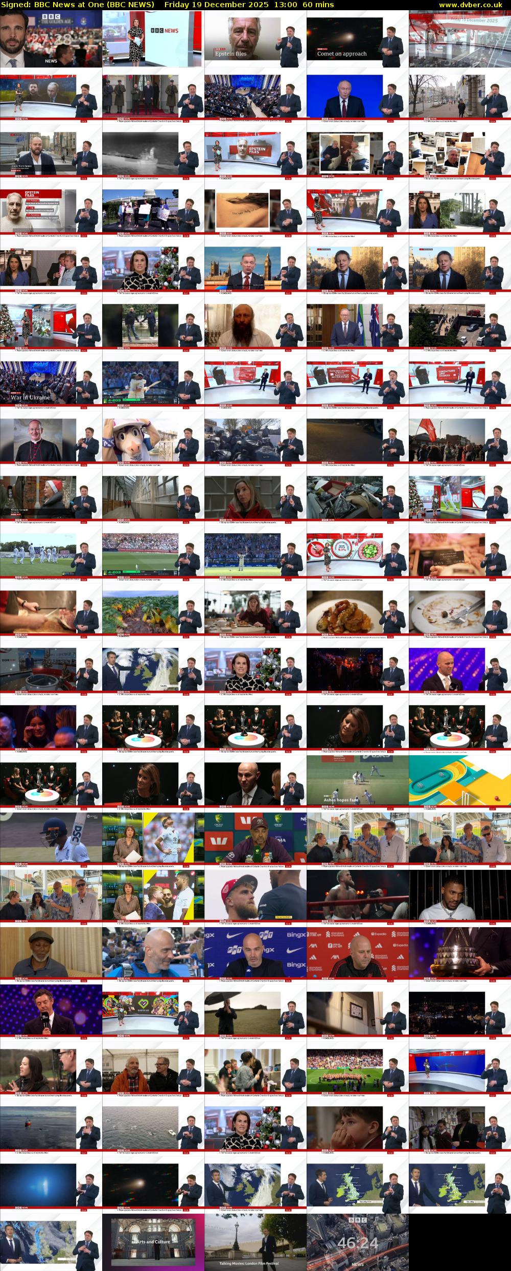 Signed: BBC News at One (BBC NEWS) Friday 19 December 2025 13:00 - 14:00