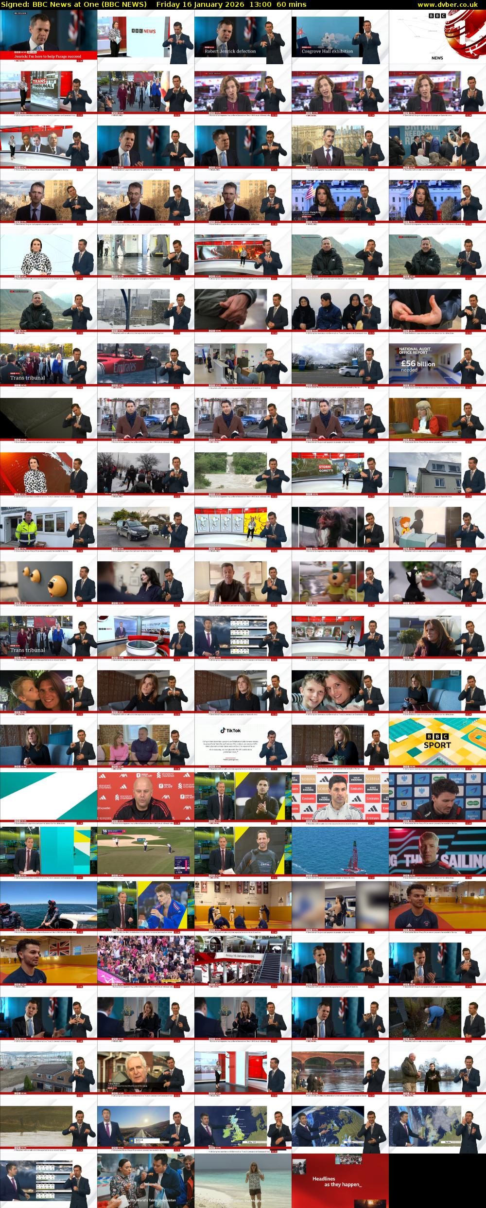 Signed: BBC News at One (BBC NEWS) Friday 16 January 2026 13:00 - 14:00