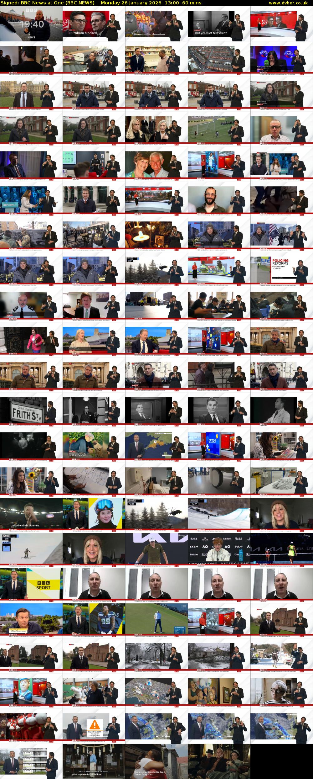 Signed: BBC News at One (BBC NEWS) Monday 26 January 2026 13:00 - 14:00