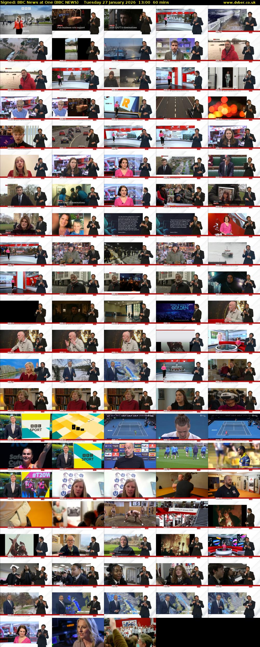 Signed: BBC News at One (BBC NEWS) Tuesday 27 January 2026 13:00 - 14:00