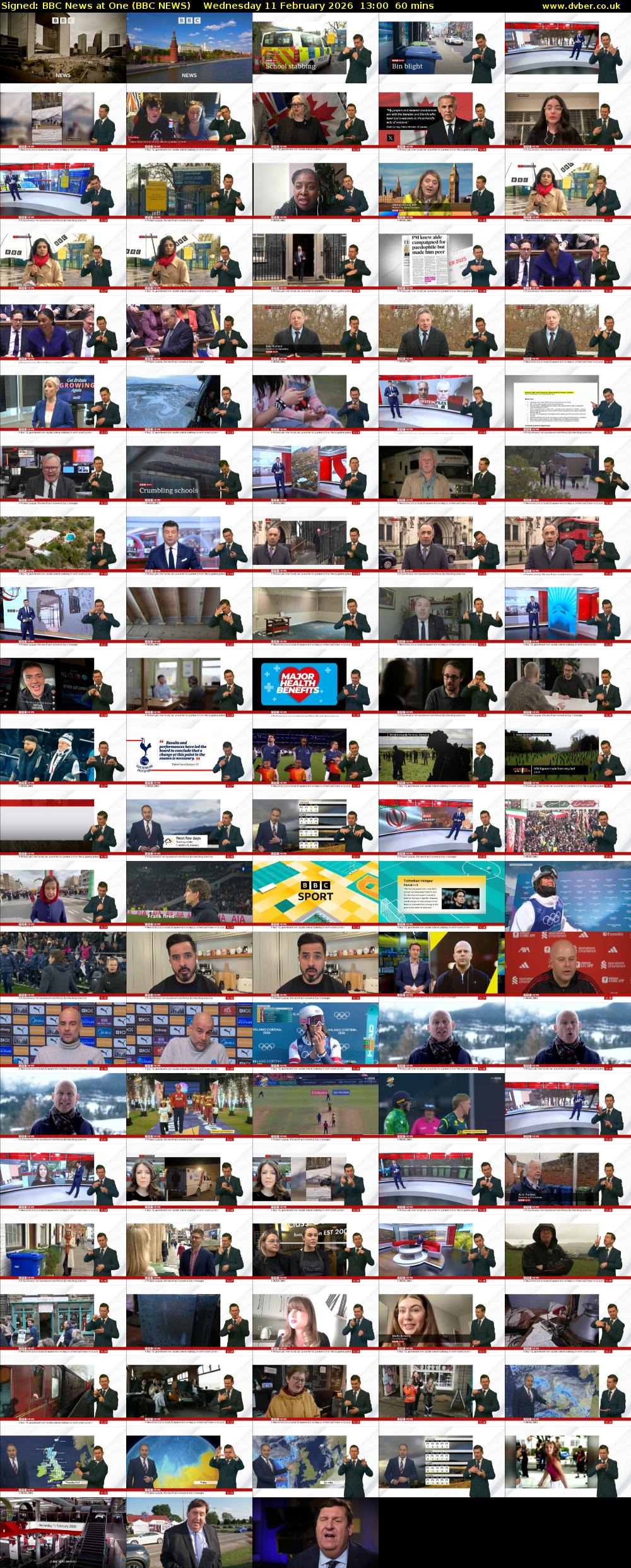 Signed: BBC News at One (BBC NEWS) Wednesday 11 February 2026 13:00 - 14:00