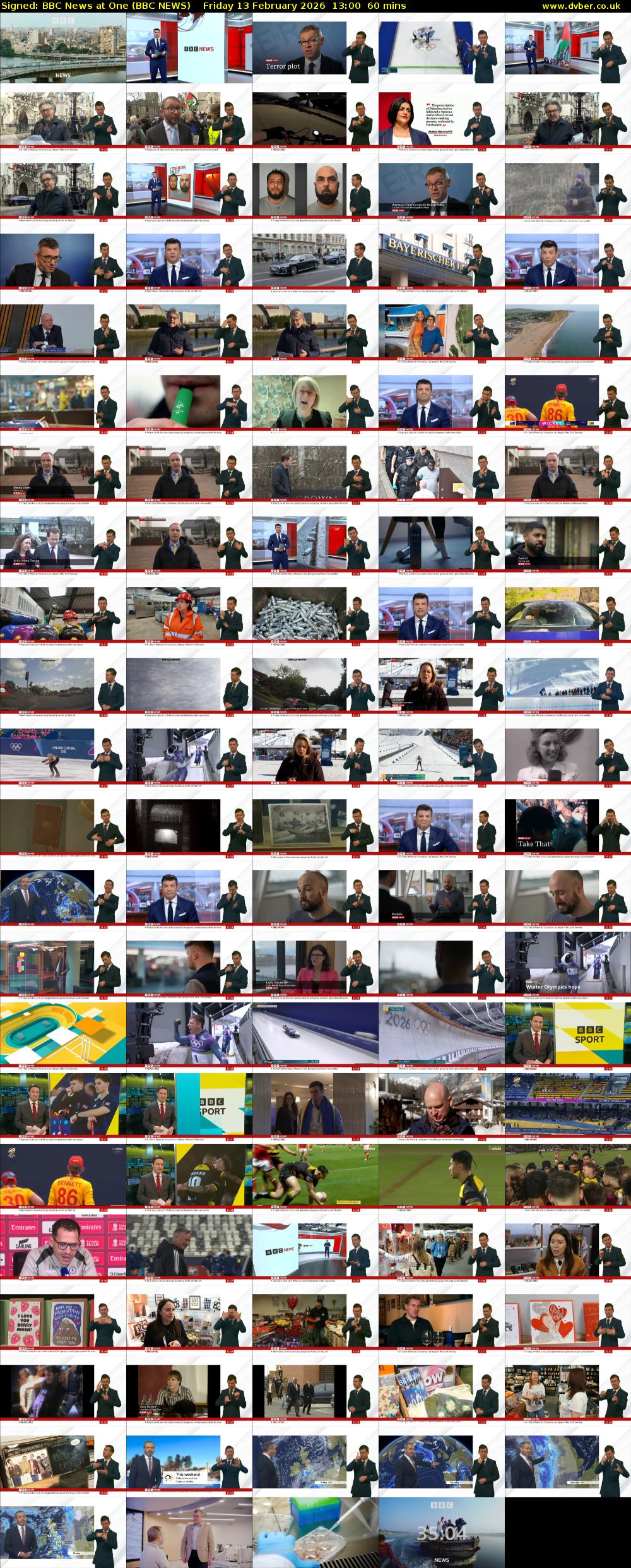Signed: BBC News at One (BBC NEWS) Friday 13 February 2026 13:00 - 14:00
