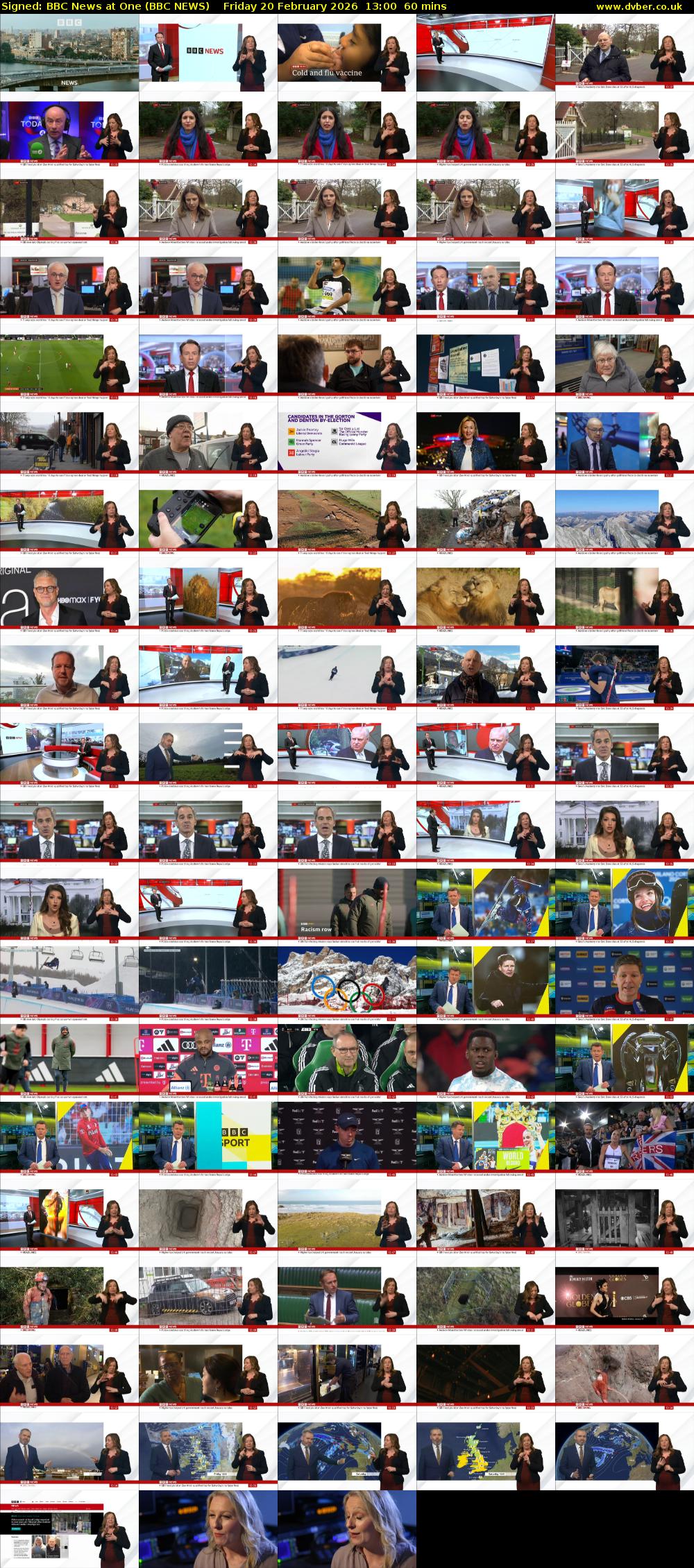 Signed: BBC News at One (BBC NEWS) Friday 20 February 2026 13:00 - 14:00