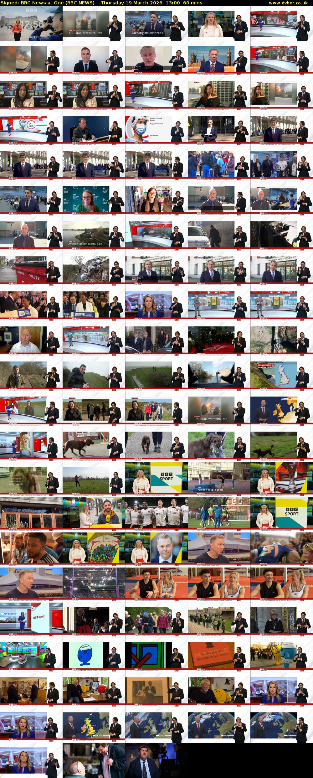 Signed: BBC News at One (BBC NEWS) Thursday 19 March 2026 13:00 - 14:00