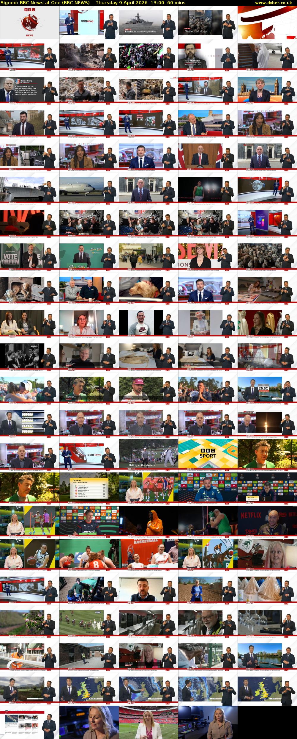 Signed: BBC News at One (BBC NEWS) Thursday 9 April 2026 13:00 - 14:00