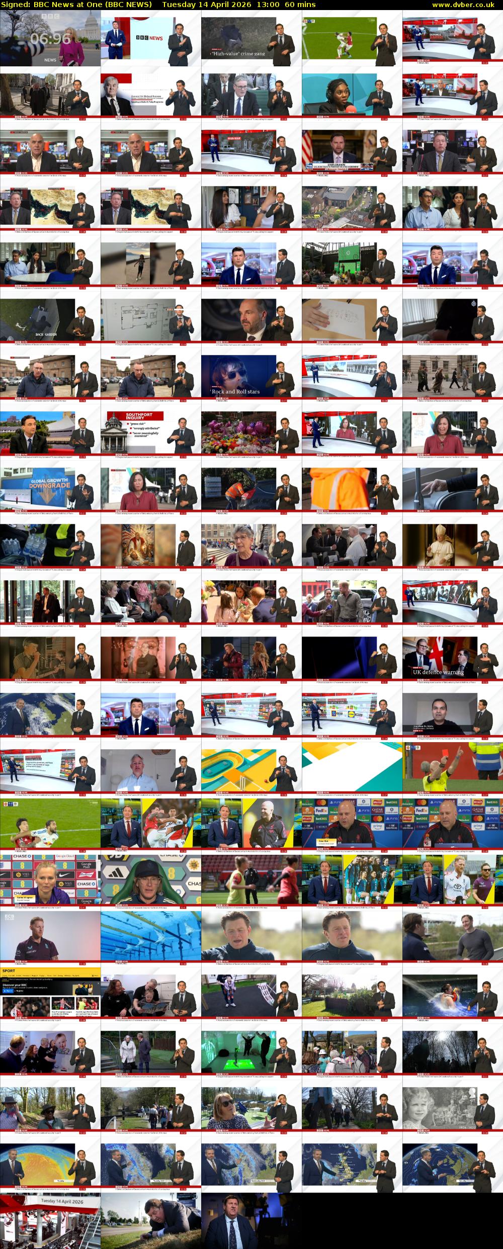 Signed: BBC News at One (BBC NEWS) Tuesday 14 April 2026 13:00 - 14:00