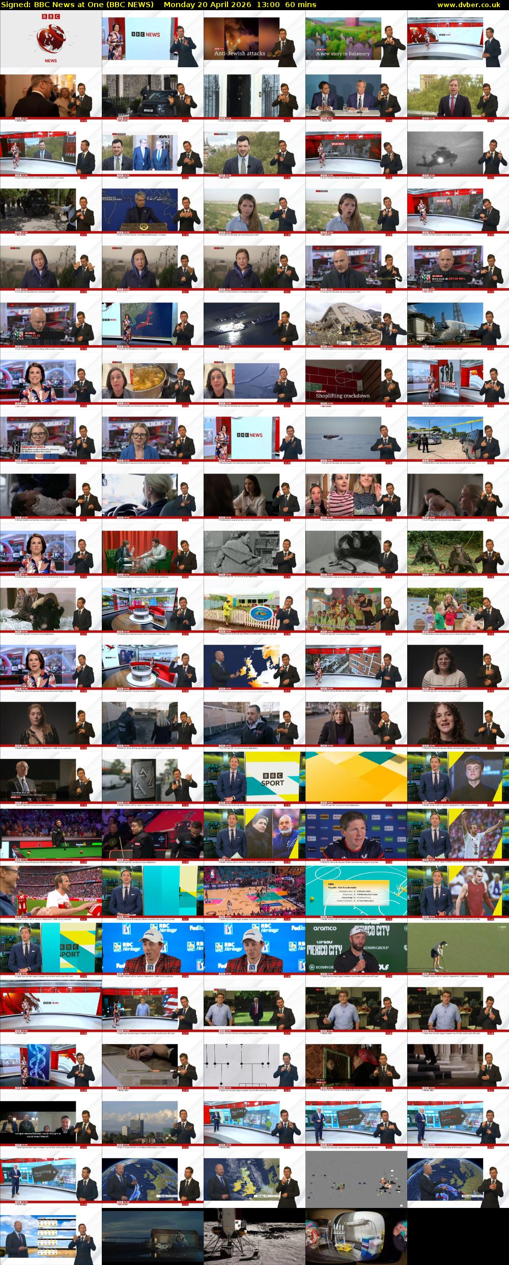 Signed: BBC News at One (BBC NEWS) Monday 20 April 2026 13:00 - 14:00