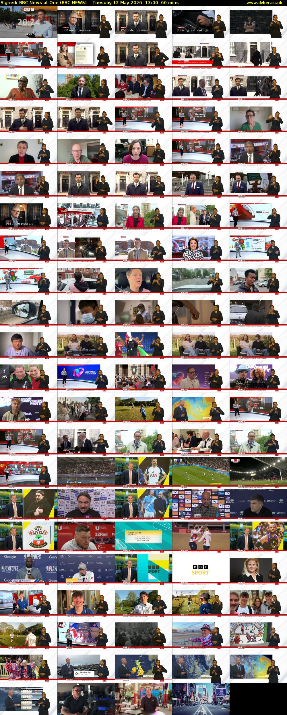 Signed: BBC News at One (BBC NEWS) Tuesday 12 May 2026 13:00 - 14:00