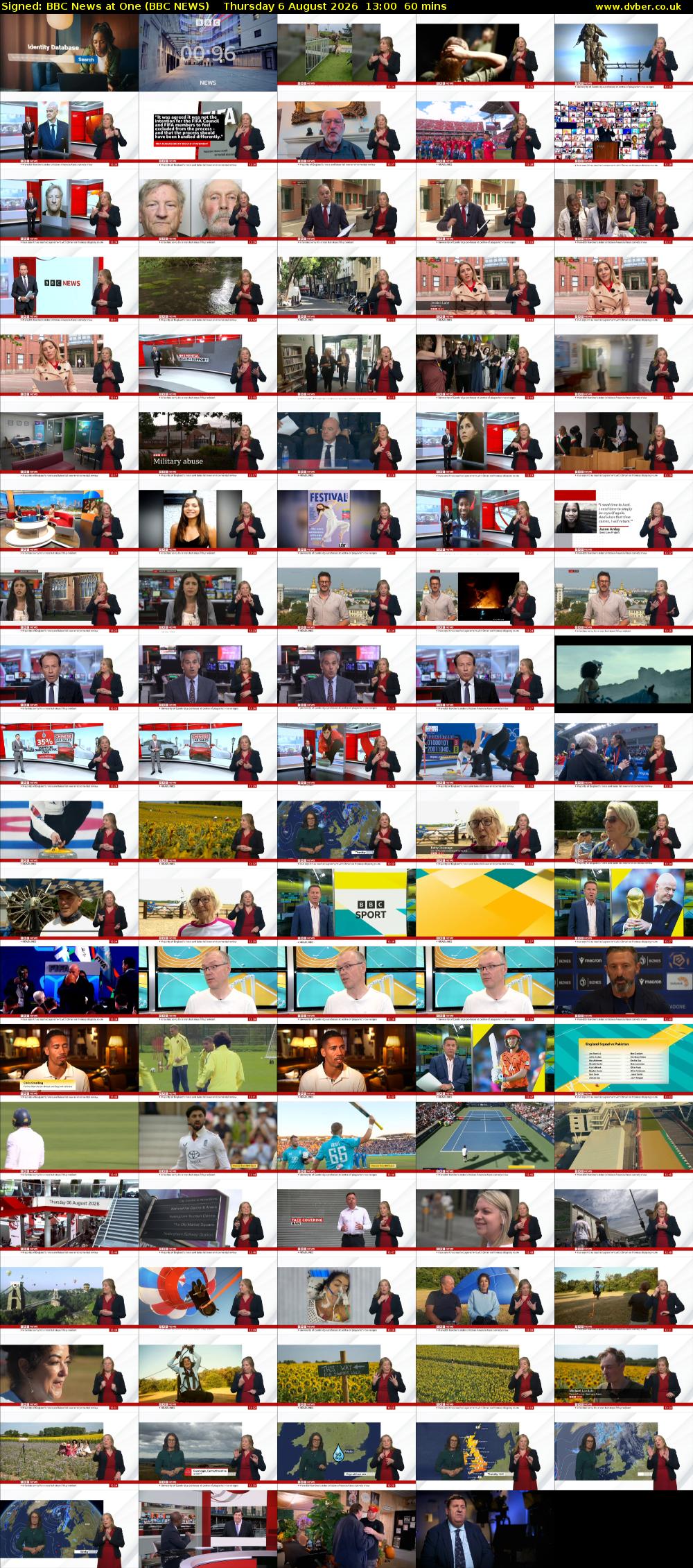 Signed: BBC News at One (BBC NEWS) Thursday 6 August 2026 13:00 - 14:00