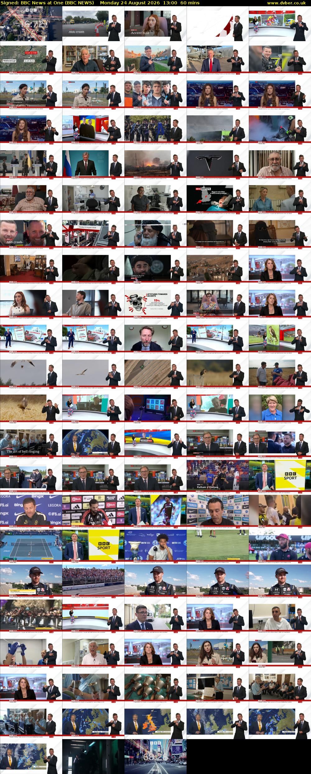 Signed: BBC News at One (BBC NEWS) Monday 24 August 2026 13:00 - 14:00