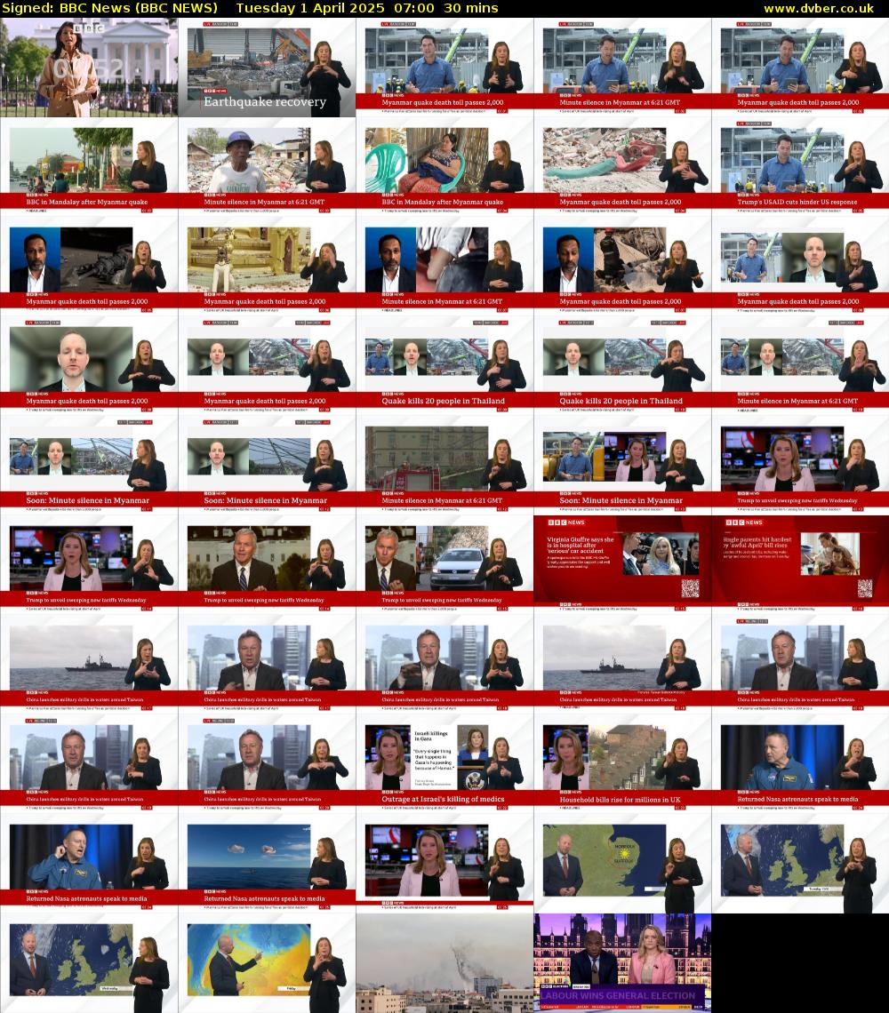 Signed: BBC News (BBC NEWS) Tuesday 1 April 2025 07:00 - 07:30