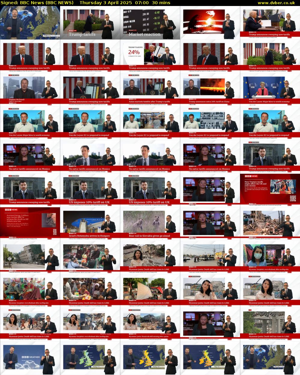 Signed: BBC News (BBC NEWS) Thursday 3 April 2025 07:00 - 07:30