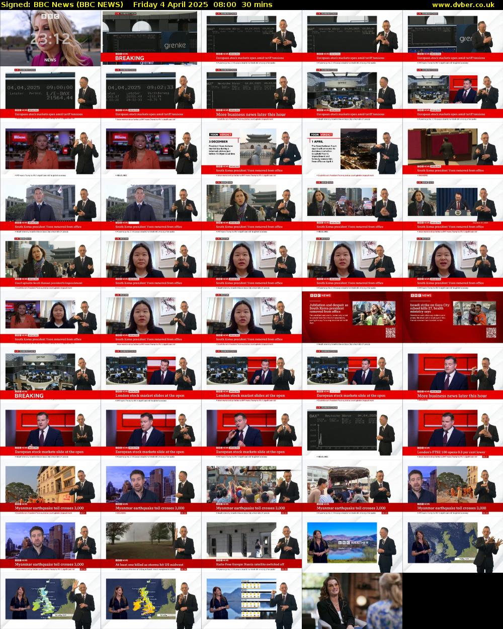 Signed: BBC News (BBC NEWS) Friday 4 April 2025 08:00 - 08:30