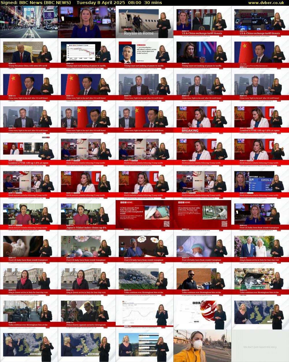 Signed: BBC News (BBC NEWS) Tuesday 8 April 2025 08:00 - 08:30