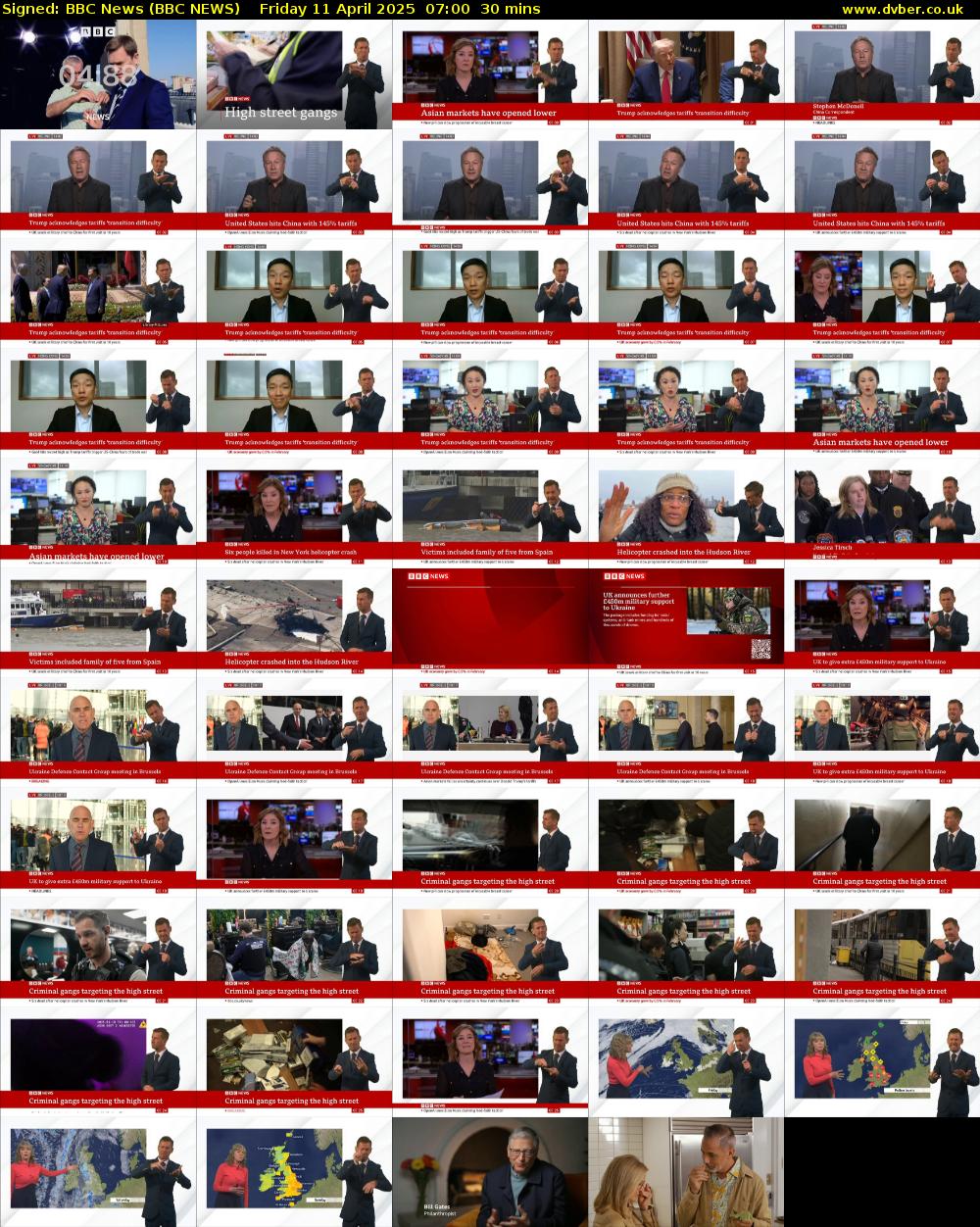 Signed: BBC News (BBC NEWS) Friday 11 April 2025 07:00 - 07:30