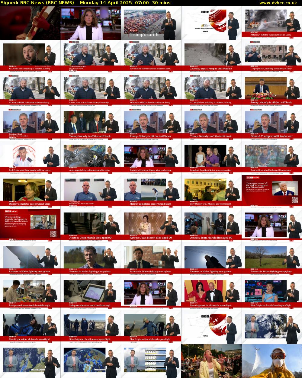 Signed: BBC News (BBC NEWS) Monday 14 April 2025 07:00 - 07:30
