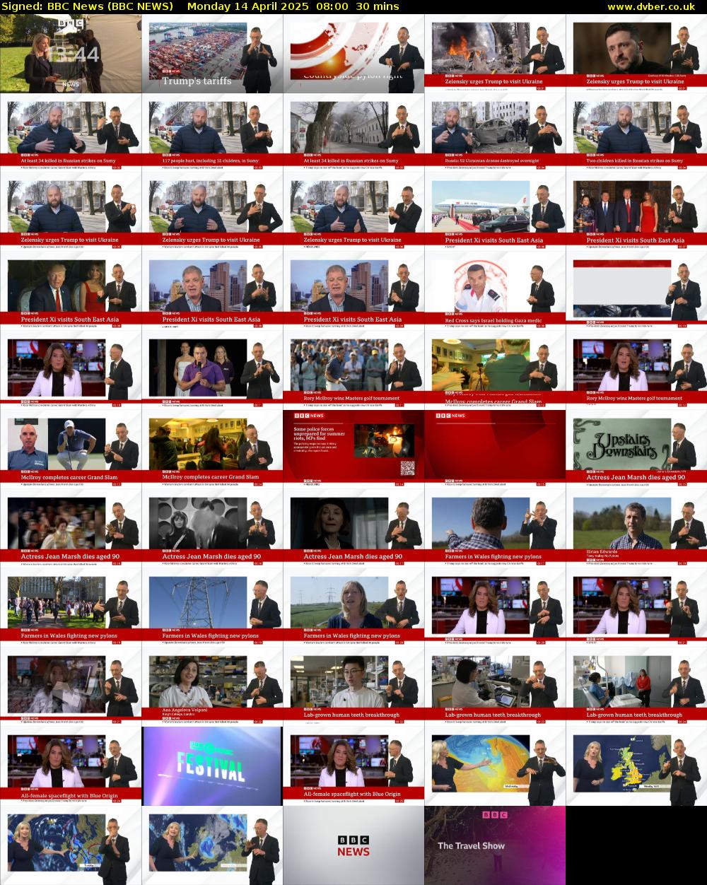 Signed: BBC News (BBC NEWS) Monday 14 April 2025 08:00 - 08:30