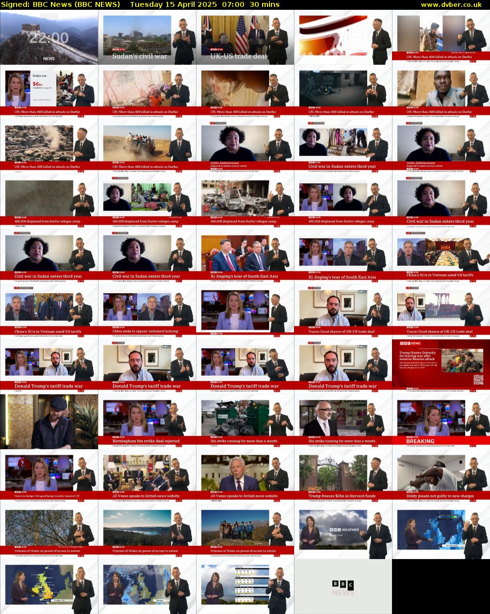 Signed: BBC News (BBC NEWS) Tuesday 15 April 2025 07:00 - 07:30