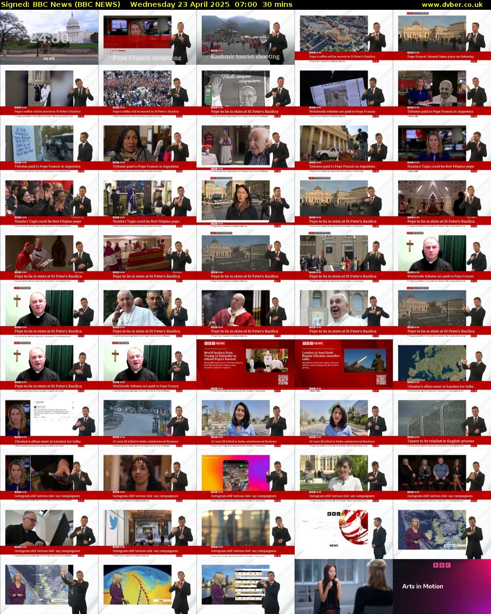 Signed: BBC News (BBC NEWS) Wednesday 23 April 2025 07:00 - 07:30