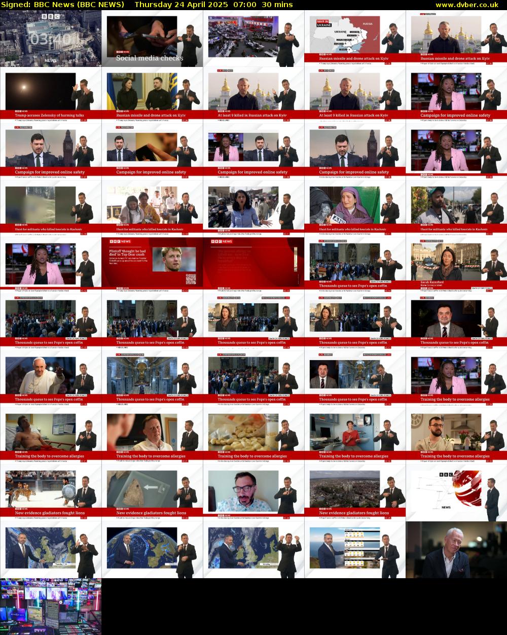Signed: BBC News (BBC NEWS) Thursday 24 April 2025 07:00 - 07:30