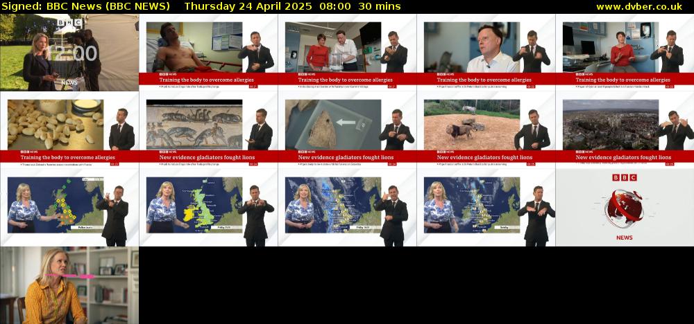 Signed: BBC News (BBC NEWS) Thursday 24 April 2025 08:00 - 08:30