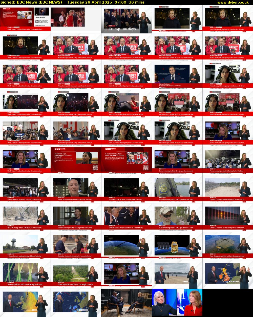 Signed: BBC News (BBC NEWS) Tuesday 29 April 2025 07:00 - 07:30