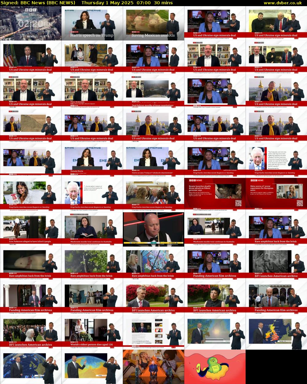Signed: BBC News (BBC NEWS) Thursday 1 May 2025 07:00 - 07:30