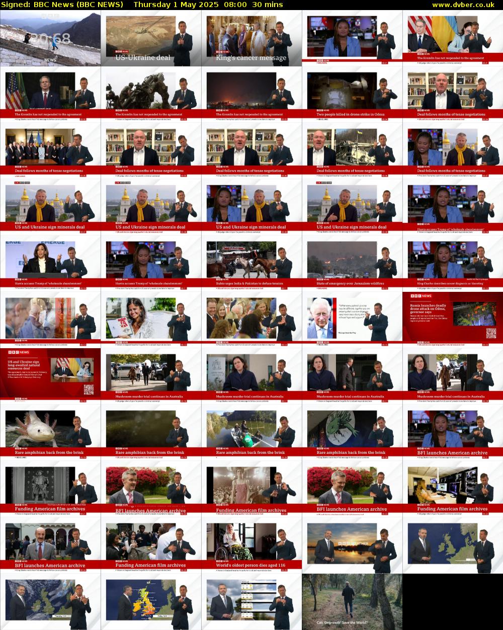 Signed: BBC News (BBC NEWS) Thursday 1 May 2025 08:00 - 08:30