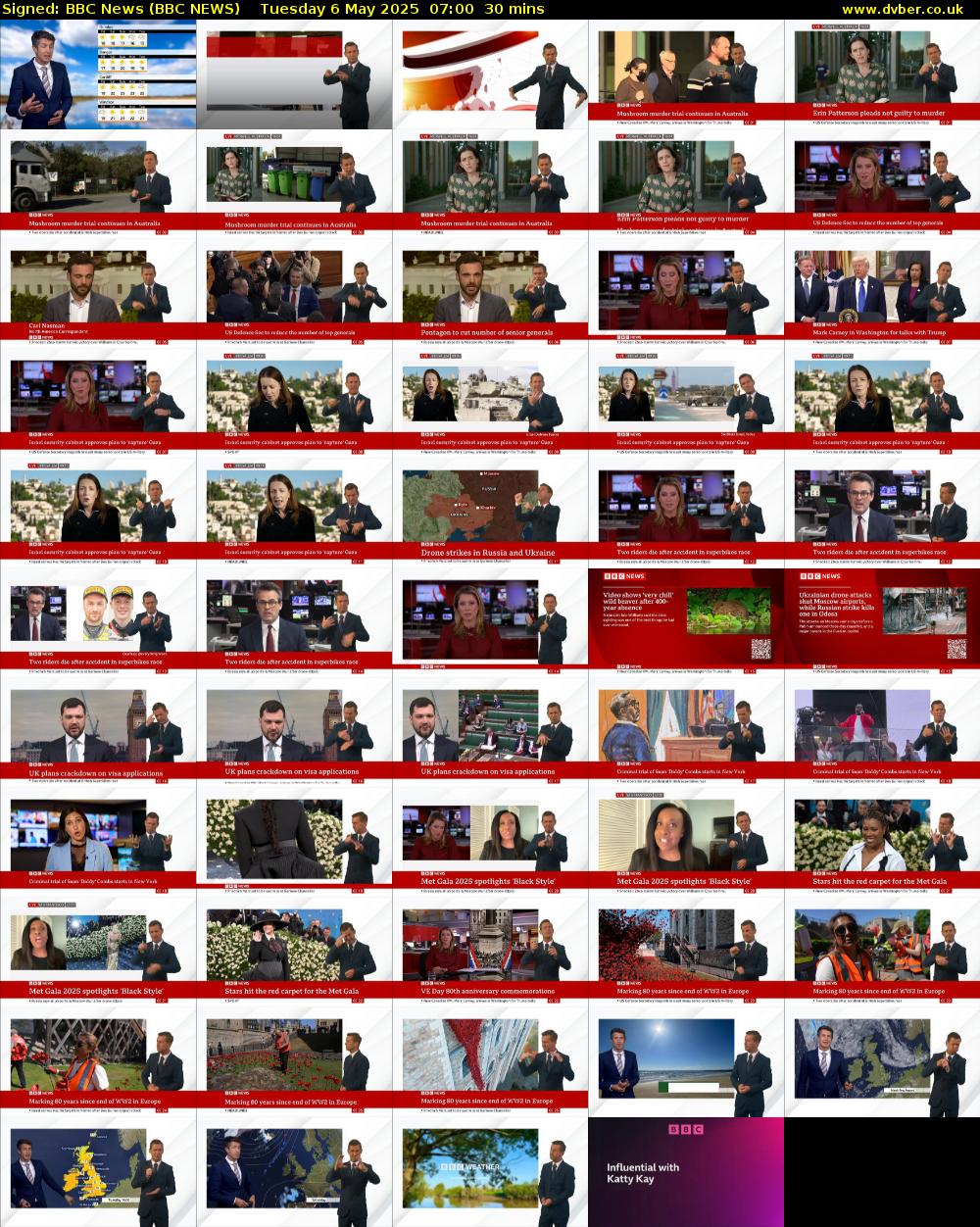 Signed: BBC News (BBC NEWS) Tuesday 6 May 2025 07:00 - 07:30