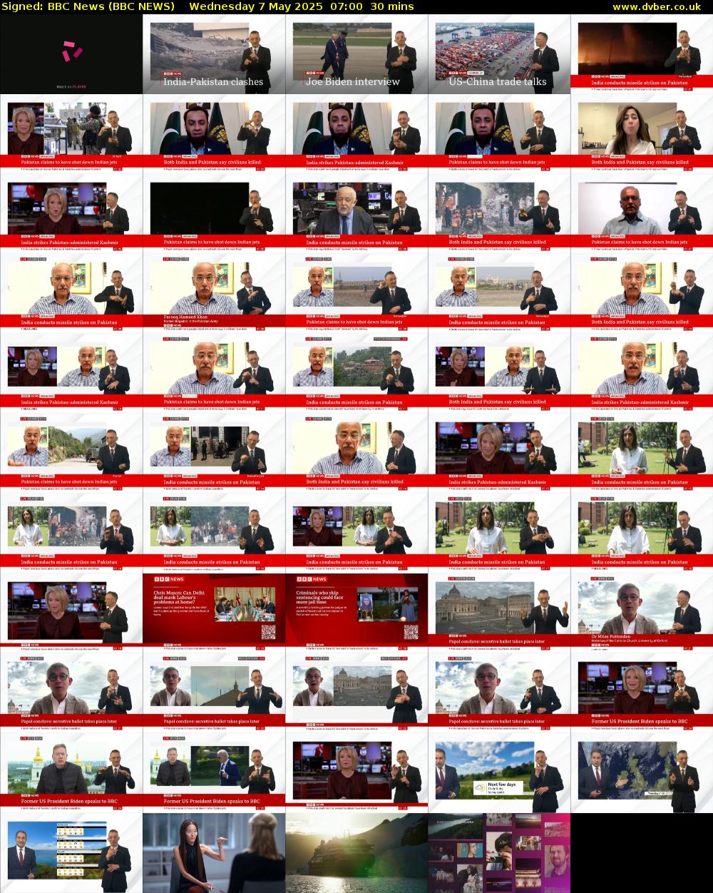 Signed: BBC News (BBC NEWS) Wednesday 7 May 2025 07:00 - 07:30