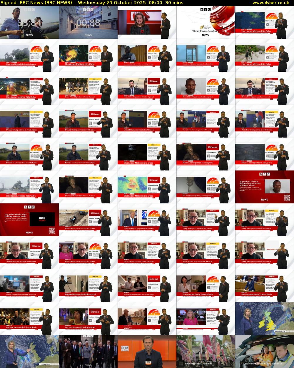 Signed: BBC News (BBC NEWS) Wednesday 29 October 2025 08:00 - 08:30