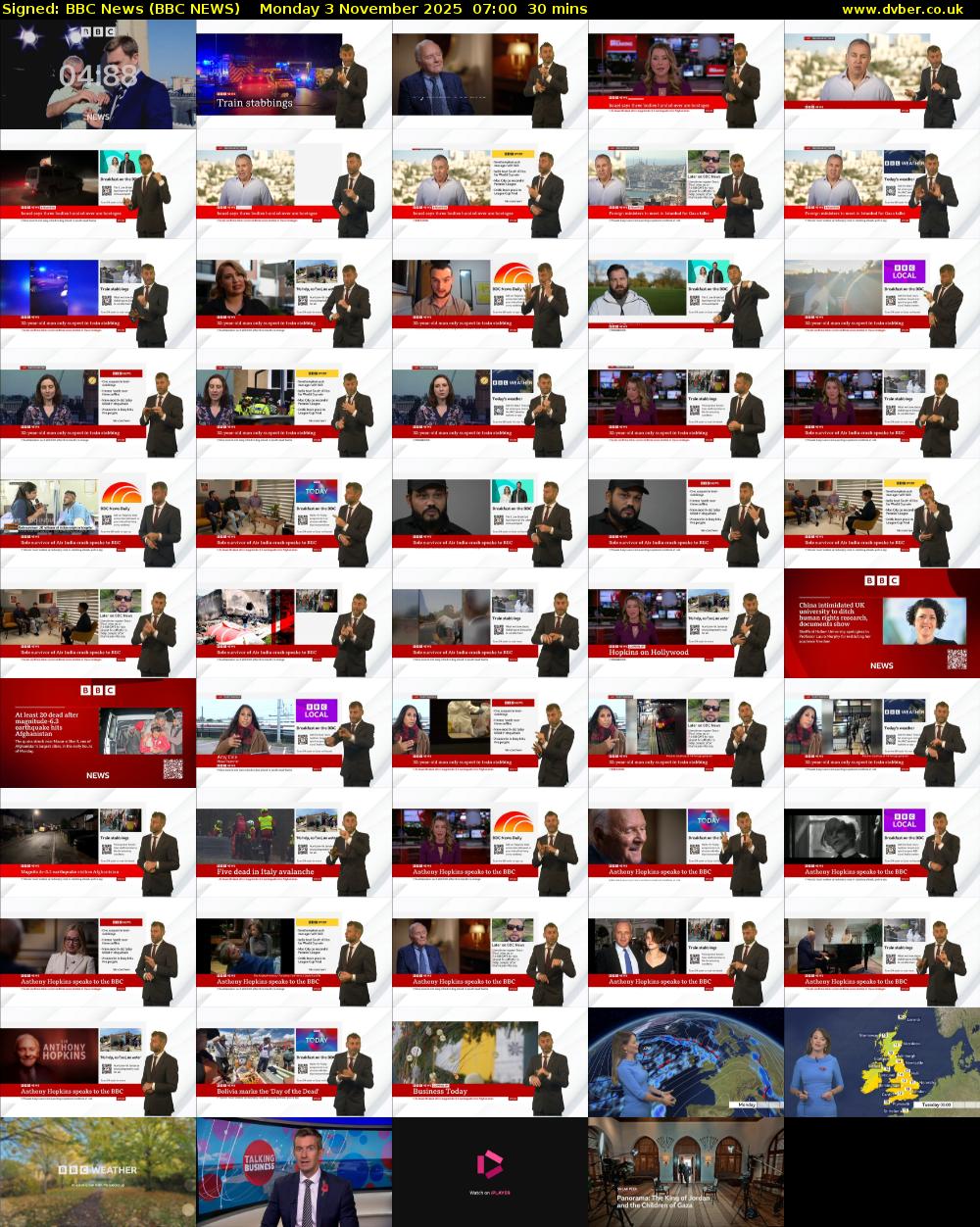 Signed: BBC News (BBC NEWS) Monday 3 November 2025 07:00 - 07:30