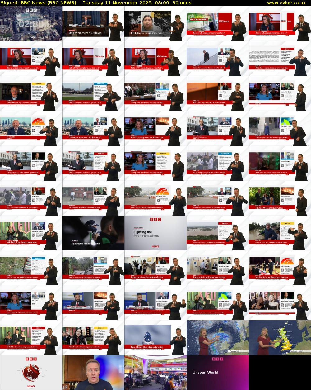 Signed: BBC News (BBC NEWS) Tuesday 11 November 2025 08:00 - 08:30
