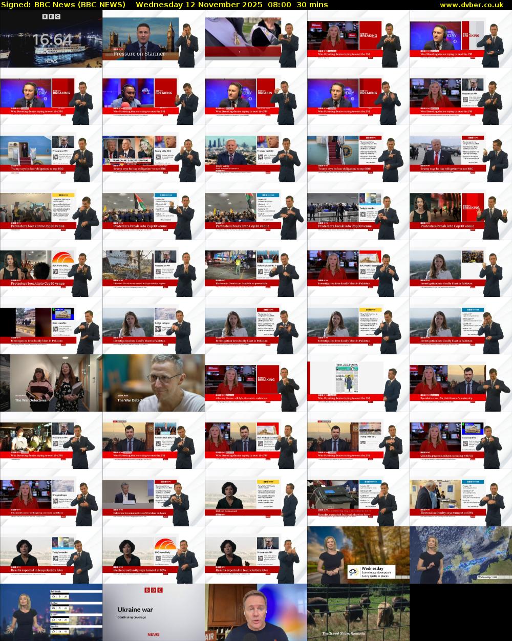 Signed: BBC News (BBC NEWS) Wednesday 12 November 2025 08:00 - 08:30