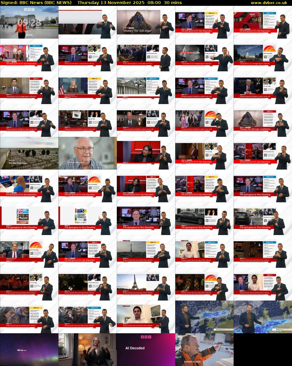 Signed: BBC News (BBC NEWS) Thursday 13 November 2025 08:00 - 08:30