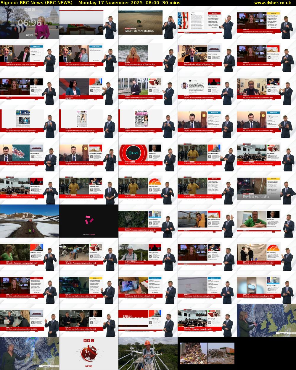 Signed: BBC News (BBC NEWS) Monday 17 November 2025 08:00 - 08:30