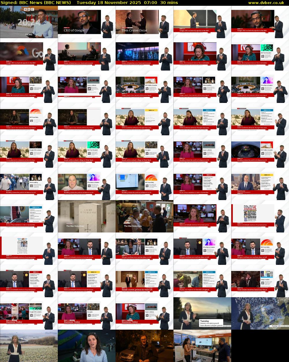 Signed: BBC News (BBC NEWS) Tuesday 18 November 2025 07:00 - 07:30