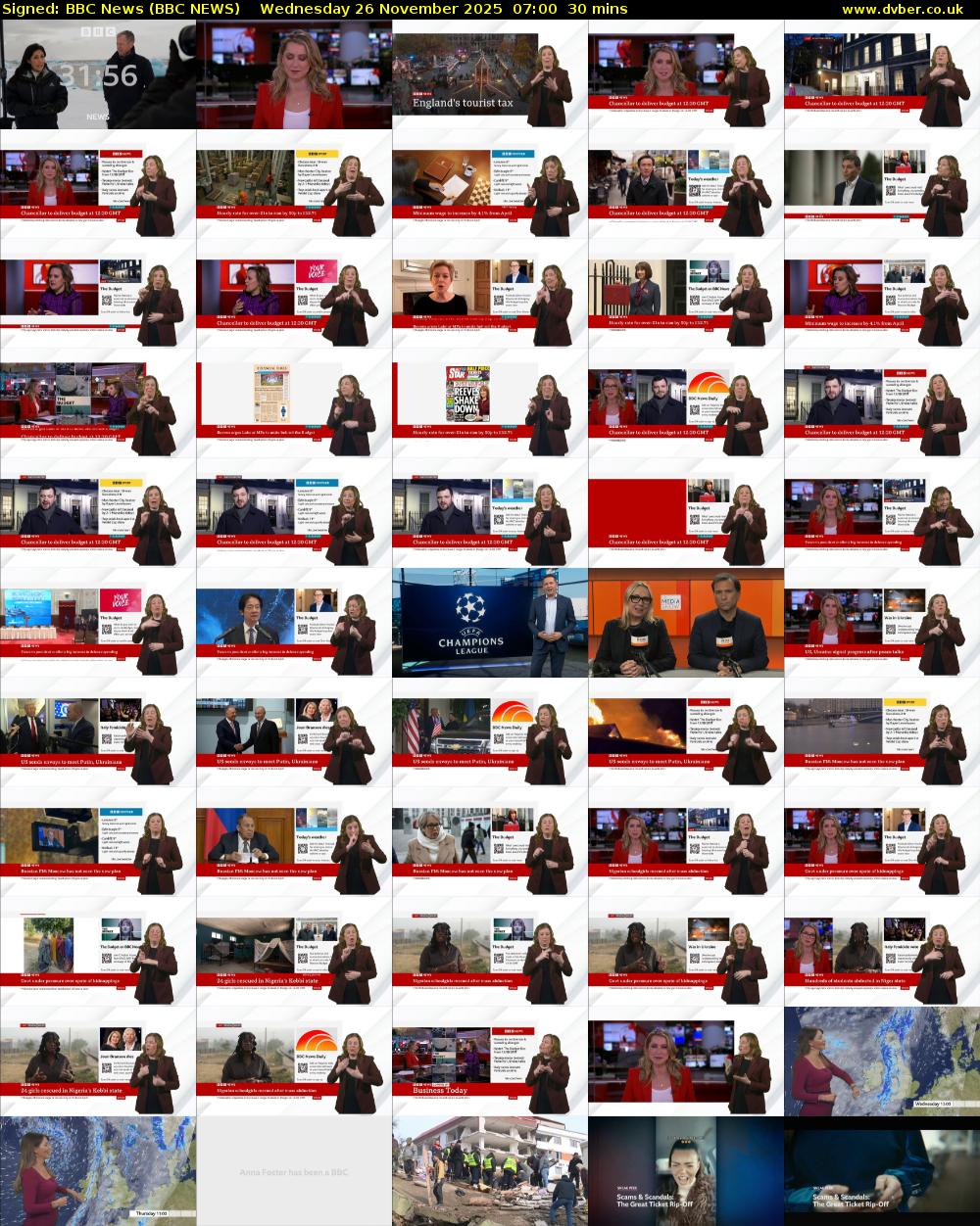 Signed: BBC News (BBC NEWS) Wednesday 26 November 2025 07:00 - 07:30
