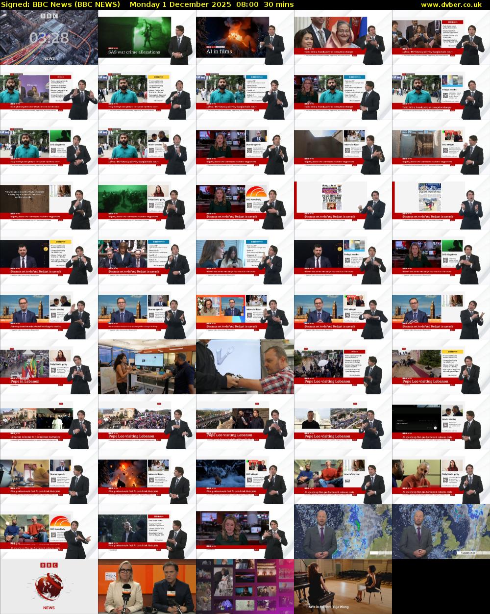 Signed: BBC News (BBC NEWS) Monday 1 December 2025 08:00 - 08:30