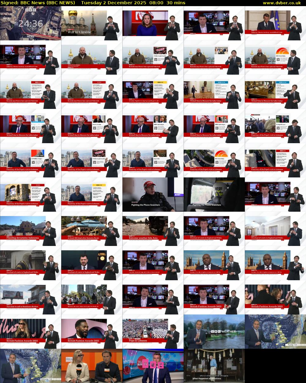 Signed: BBC News (BBC NEWS) Tuesday 2 December 2025 08:00 - 08:30