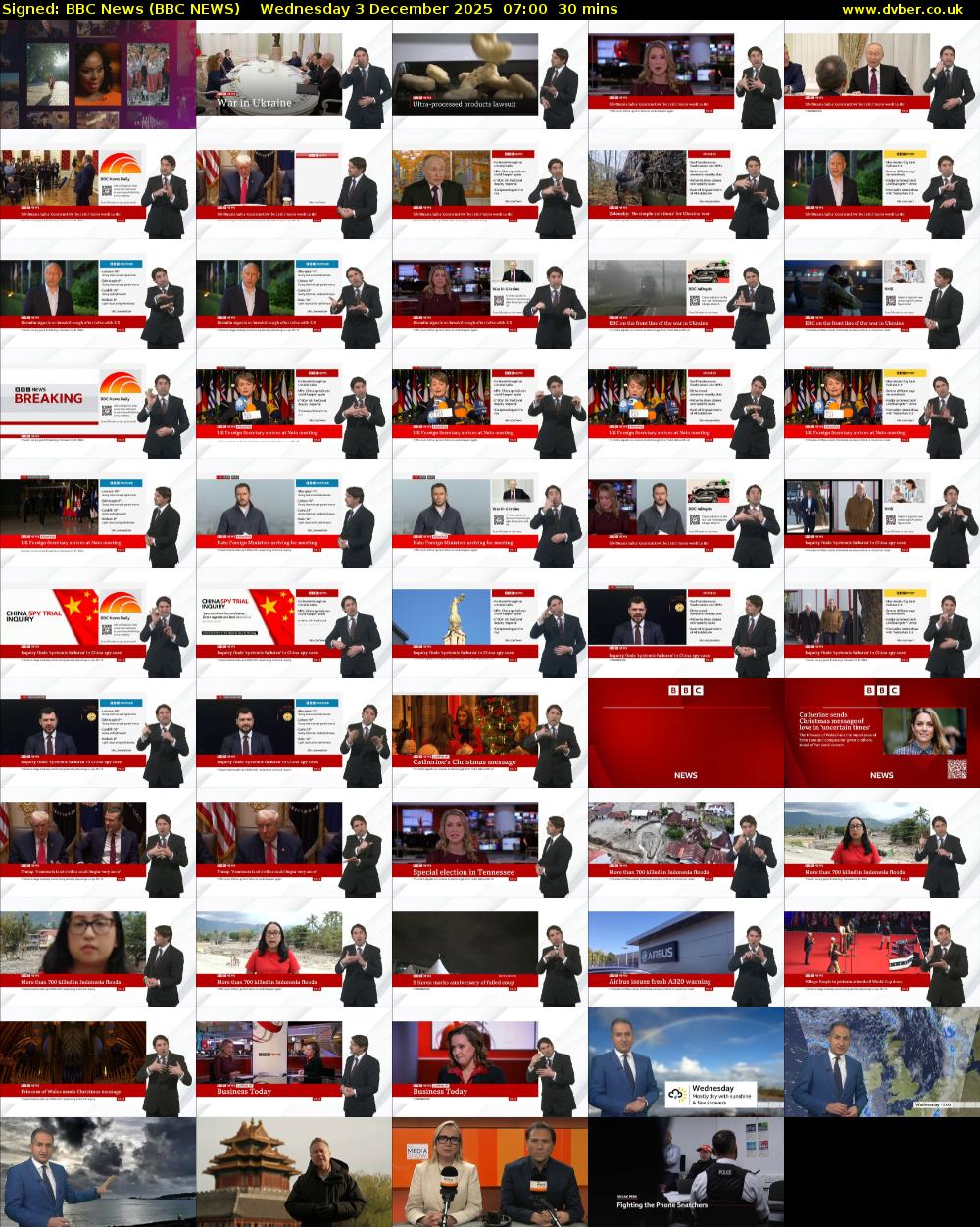 Signed: BBC News (BBC NEWS) Wednesday 3 December 2025 07:00 - 07:30