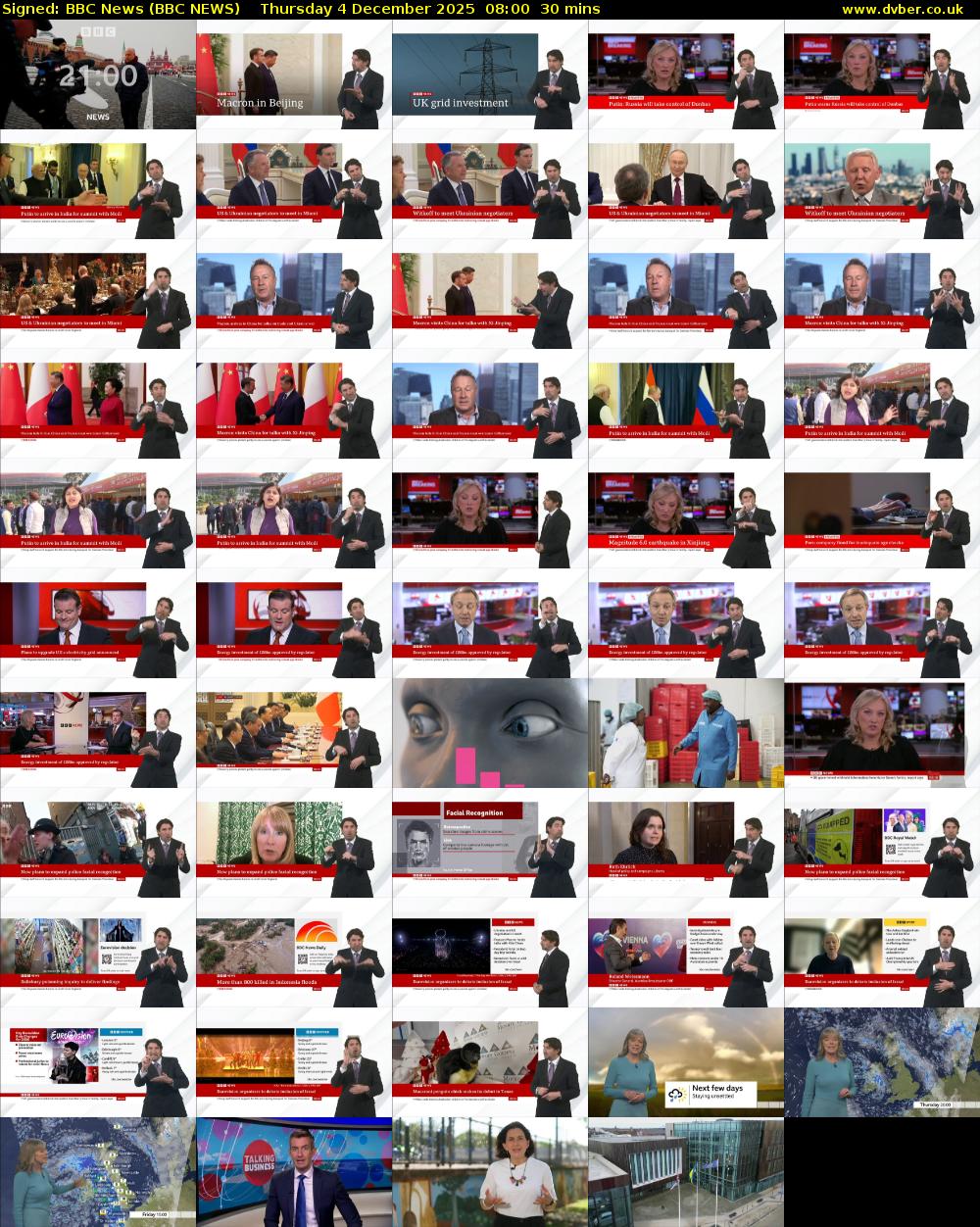 Signed: BBC News (BBC NEWS) Thursday 4 December 2025 08:00 - 08:30