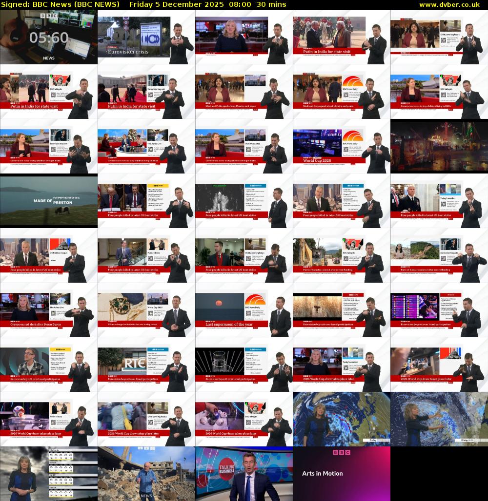 Signed: BBC News (BBC NEWS) Friday 5 December 2025 08:00 - 08:30