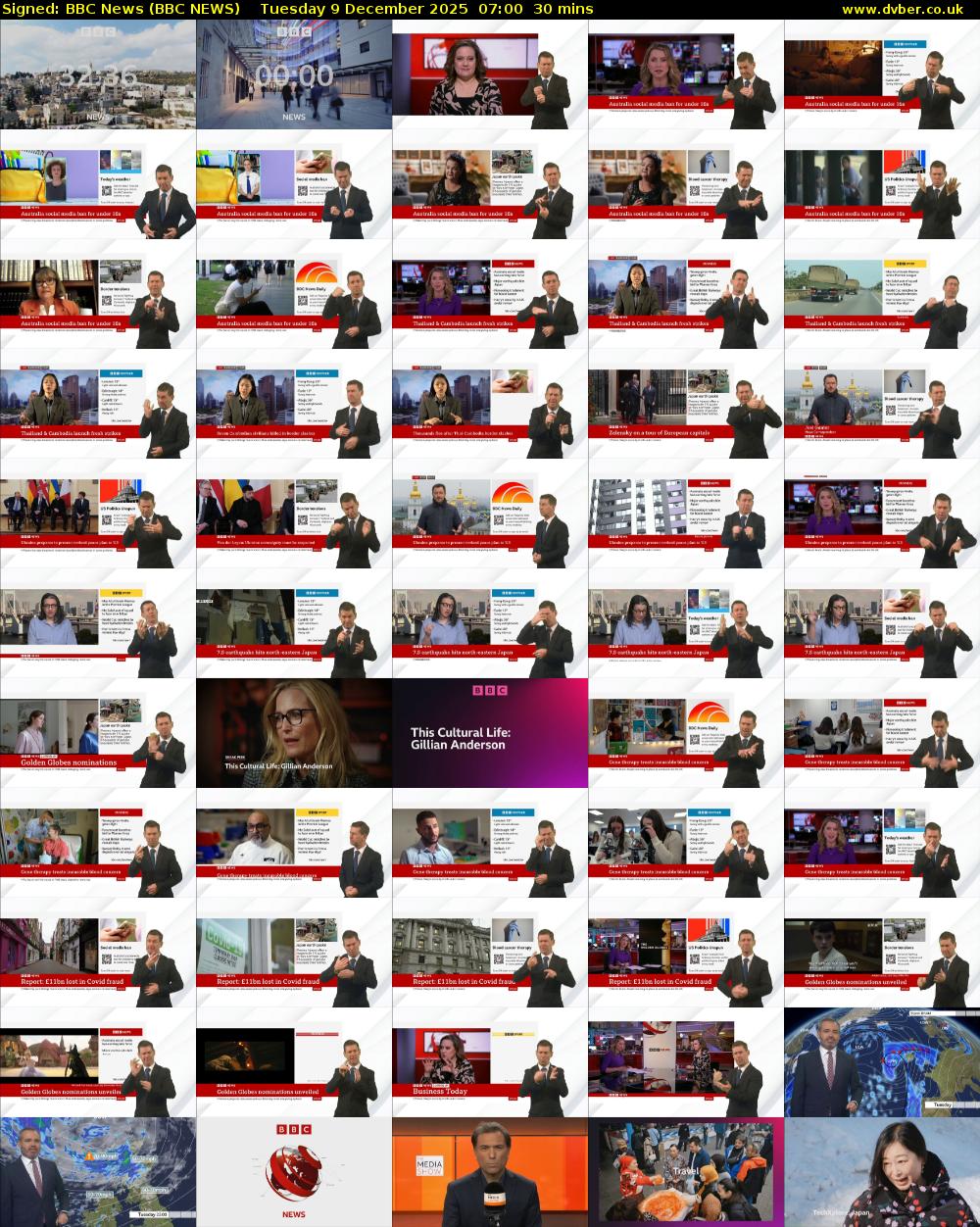 Signed: BBC News (BBC NEWS) Tuesday 9 December 2025 07:00 - 07:30