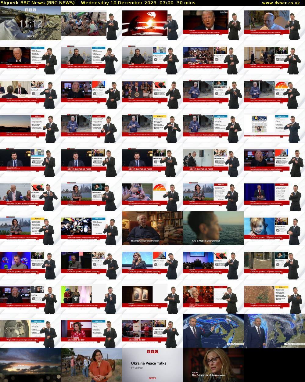 Signed: BBC News (BBC NEWS) Wednesday 10 December 2025 07:00 - 07:30