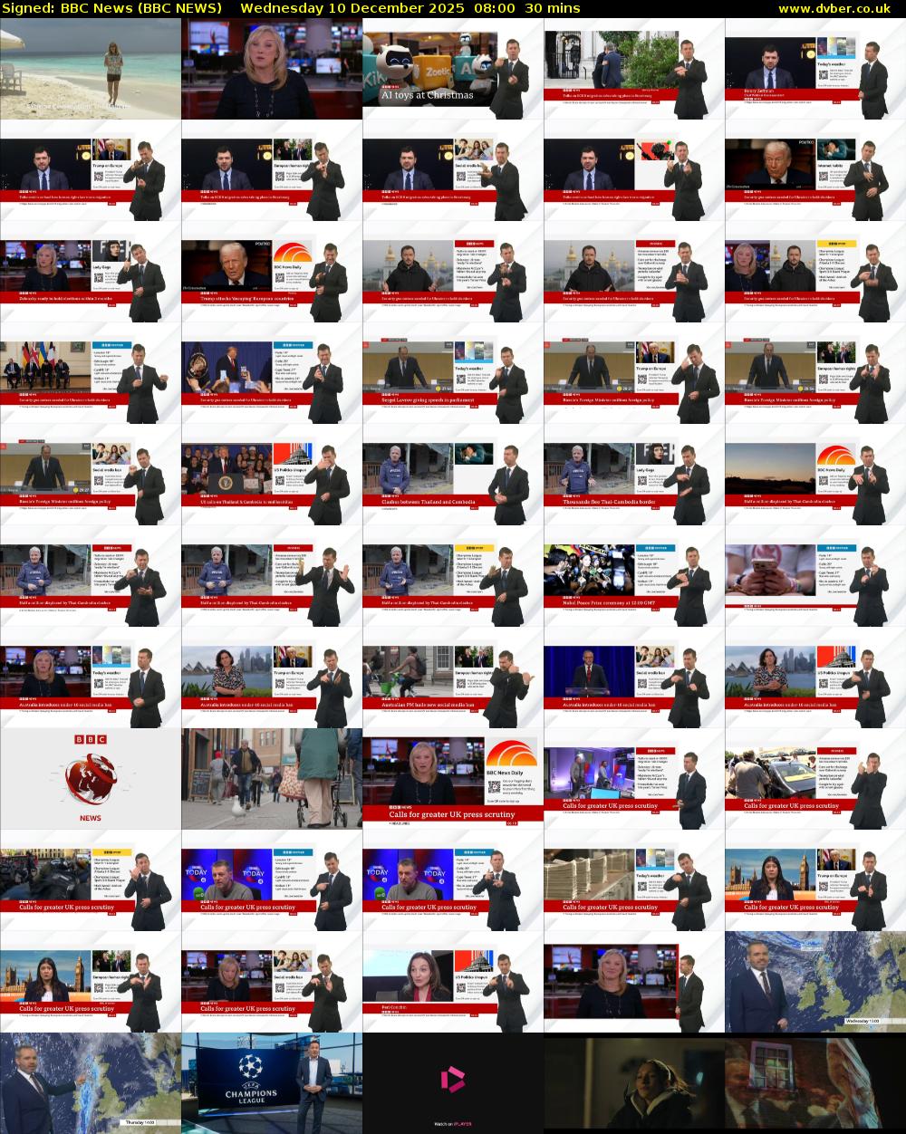 Signed: BBC News (BBC NEWS) Wednesday 10 December 2025 08:00 - 08:30