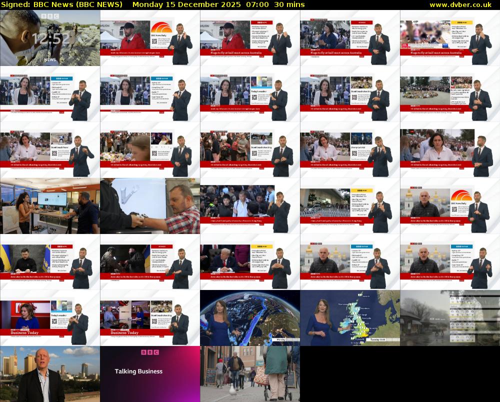 Signed: BBC News (BBC NEWS) Monday 15 December 2025 07:00 - 07:30