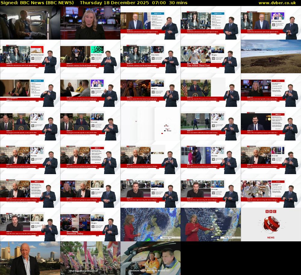 Signed: BBC News (BBC NEWS) Thursday 18 December 2025 07:00 - 07:30