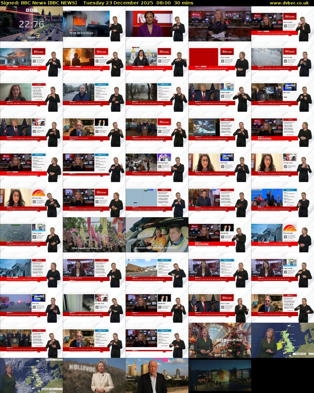 Signed: BBC News (BBC NEWS) Tuesday 23 December 2025 08:00 - 08:30
